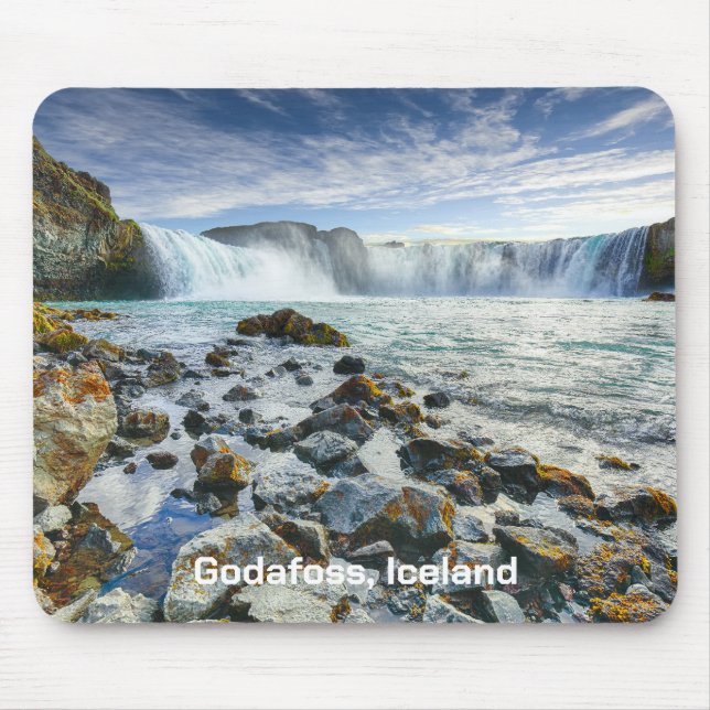 Custom Text Godafoss Waterfalls, Iceland Mouse Pad (Front)