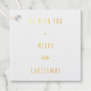 Custom Text Gold Red Merry little Christmas Foil Favor Tags