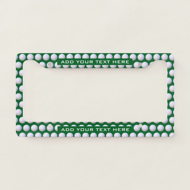 Custom Text Golf Ball Pattern License Plate Frame (Front)