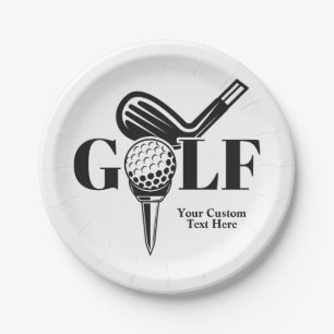 Custom Text Golf Paper Plates