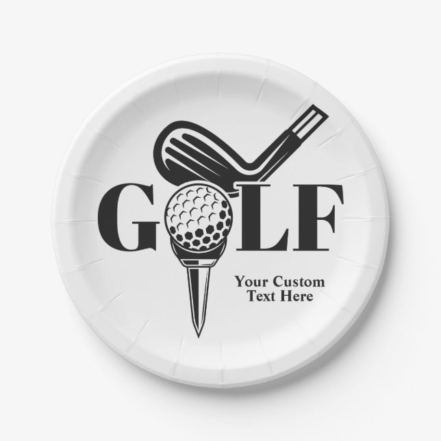 Custom Text Golf Paper Plates (Front)