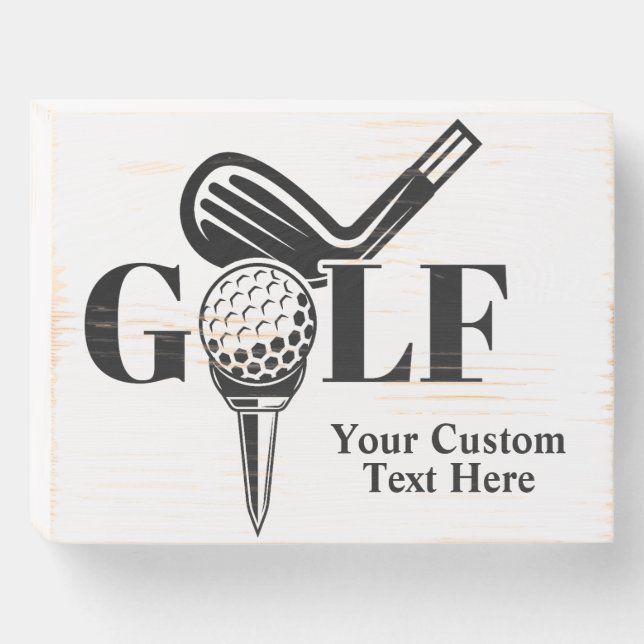 Custom Text Golf Wooden Box Sign (Front Horizontal)