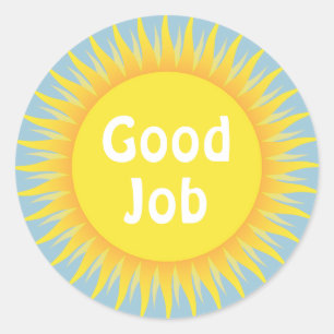 Custom Text Good Job Reward Sun Sticker