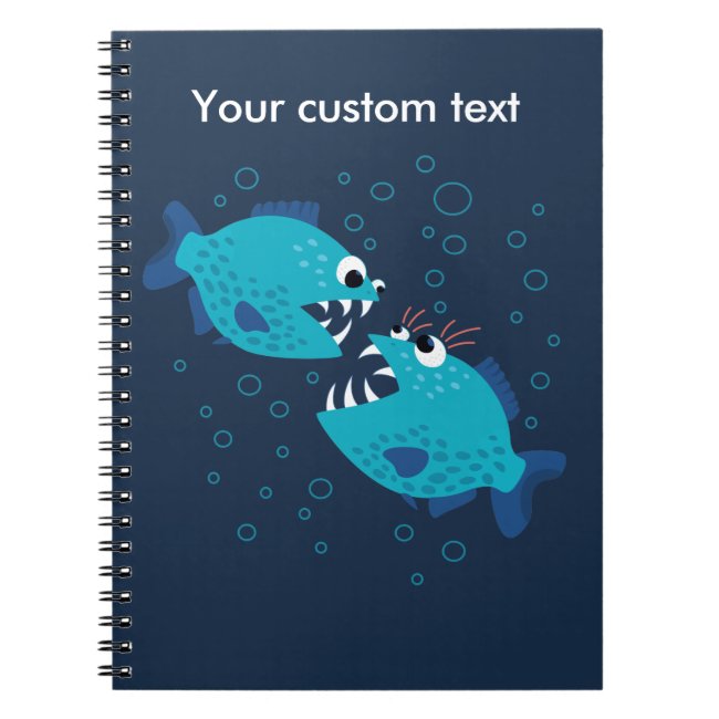 Custom Text Gossiping Blue Cartoon Piranha Fish