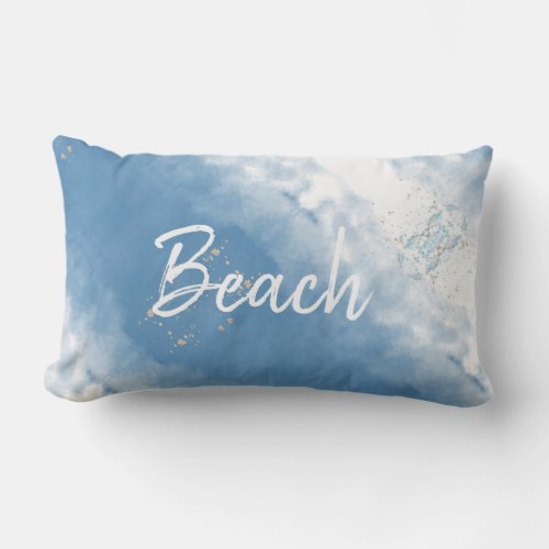 Custom text gradient blue and white lumbar pillow