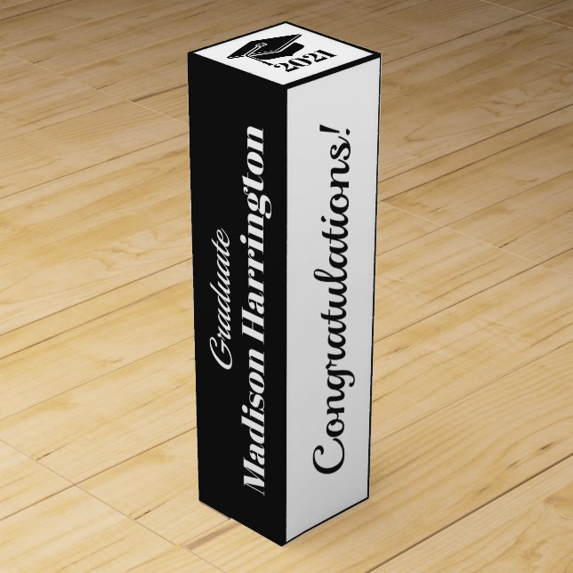 Custom text Graduation wine gift box (Front)