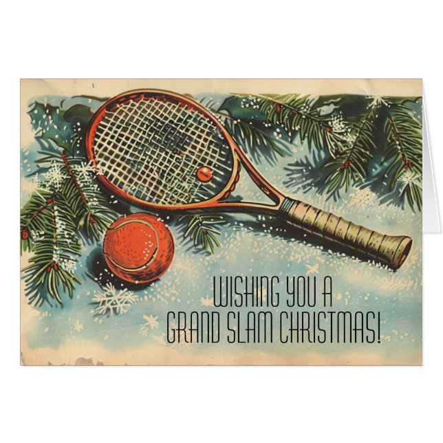 🎾🎄Custom text, GRAND SLAM CHRISTMAS! Cards (Front Horizontal)