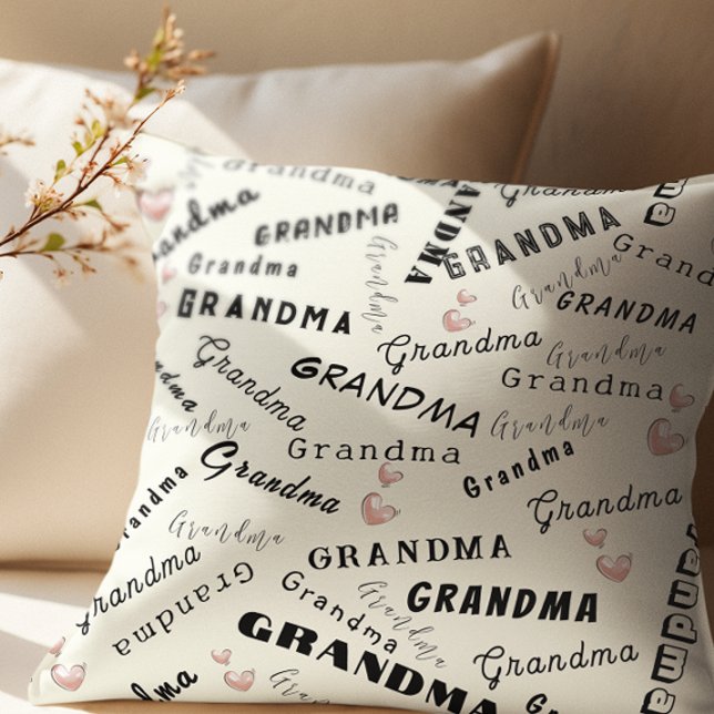 Custom Text Grandma Typography Throw Pillow (Creator Uploaded)