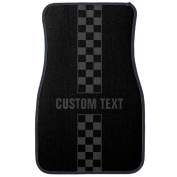 Custom Text Gray Checkered Stripe Car Mats by inkbrook at Zazzle
