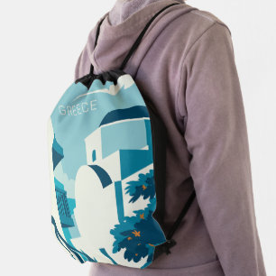 Custom Text Greece Drawstring Bag