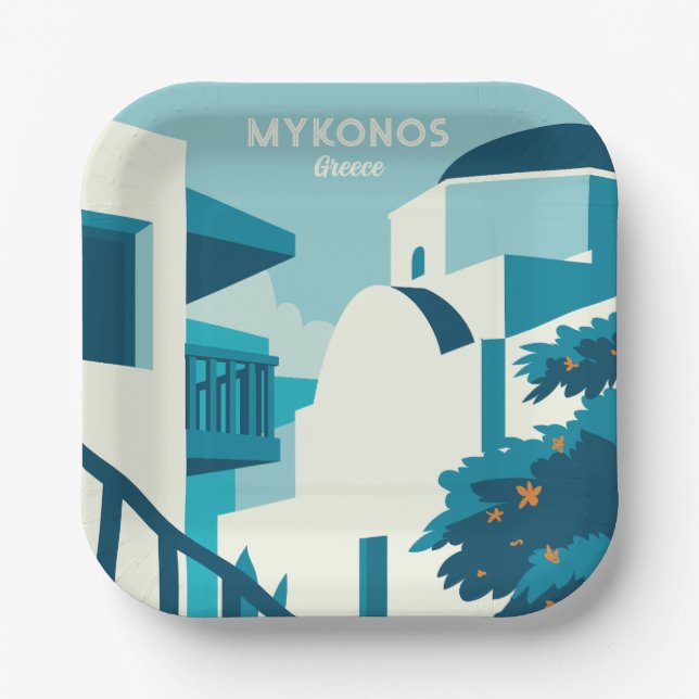 Custom Text Greece Paper Plates (Front)