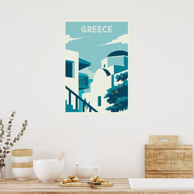 Custom Text Greece Poster (Kitchen)