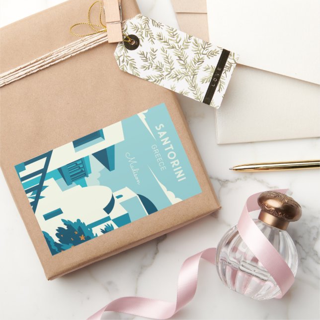 Custom Text Greece Rectangular Sticker (Gifting)