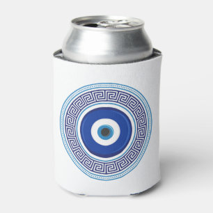 Custom Text Greek Pattern Evil Eye Nazar Can Cooler