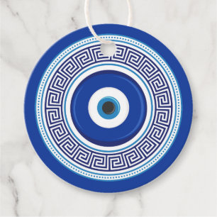Custom Text Greek Pattern Evil Eye Nazar Favor Tags