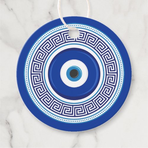 Custom Text Greek Pattern Evil Eye Nazar Favor Tags