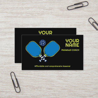 Custom text green & blue Pickleball  Business Card