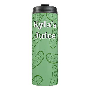 Custom Text Green Cartoon Pickles Simple Pattern Thermal Tumbler