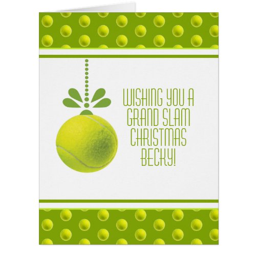 Custom text  green Tennis bauble Christmas