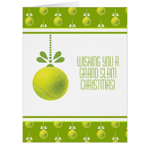 Custom text  green Tennis bauble Christmas card