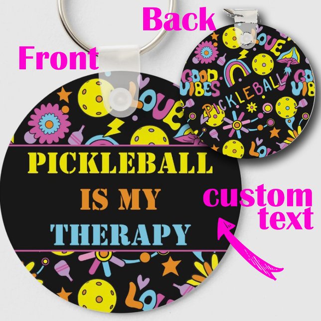  Custom text,  Groovy, retro 90s, black  Keychain (Creator Uploaded)