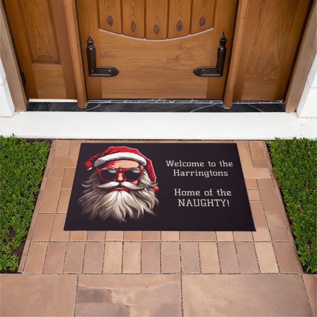 Custom Text Grumpy Santa Doormat (Outdoor)