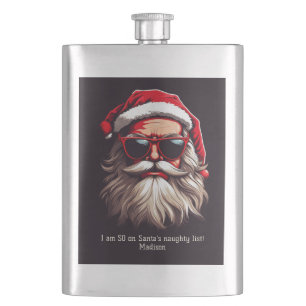 Custom Text Grumpy Santa Flask