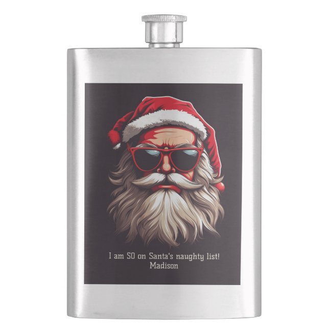 Custom Text Grumpy Santa Flask (Front)