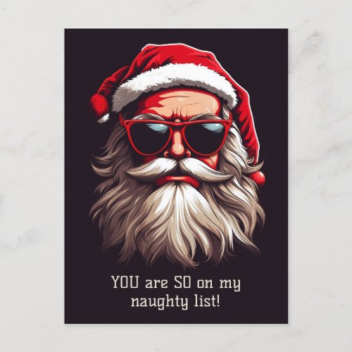 Custom Text Grumpy Santa Holiday Postcard