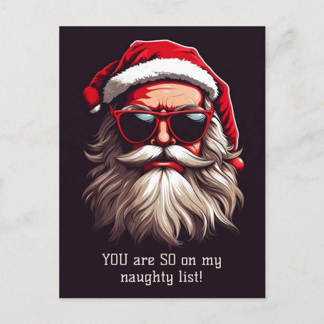 Custom Text Grumpy Santa Holiday Postcard (Front)