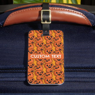 Custom Text Halloween Happy Pumpkins Personalize Luggage Tag