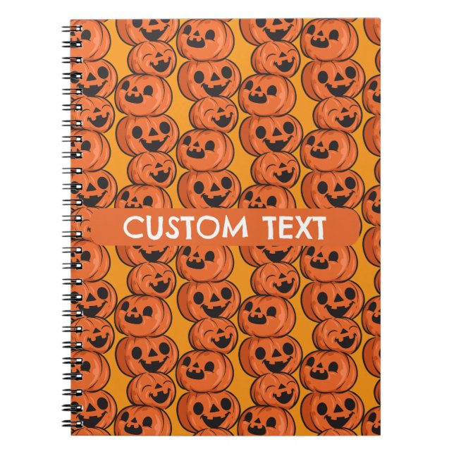 Custom Text Halloween Happy Pumpkins Personalize Notebook (Front)