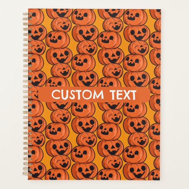 Custom Text Halloween Happy Pumpkins Personalize Planner (Front)
