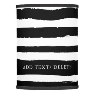 Custom Text Hand Drawn Black and White Stripes Lamp Shade