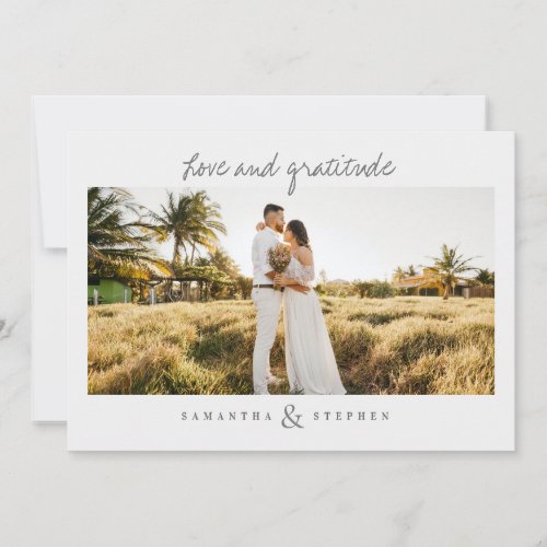 Custom Text Handwritten Script 2_Photo Wedding Thank You Card