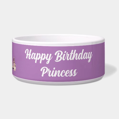 Custom Text Happy Birthday Canine Dog Breeds    Bowl