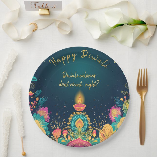 Custom text, Happy Diwali Paper Plates (Wedding)