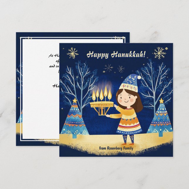 Custom text Happy Hanukkah✡️, Star of David  Holiday Card (Front/Back)