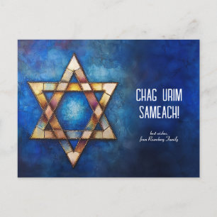 Custom text Happy Hanukkah✡️, Star of David Postcard