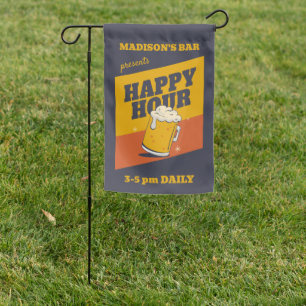 Custom Text Happy Hour Garden Flag