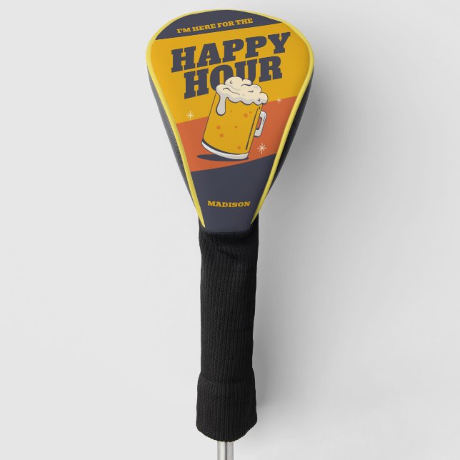 Custom Text Happy Hour Golf Head Cover (Front)
