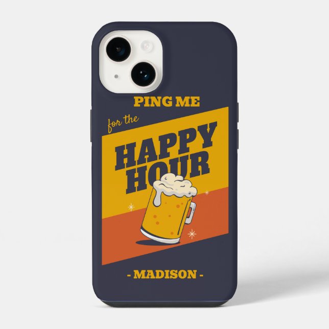Custom Text Happy Hour Iphone Case (Back)