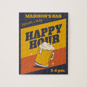 Custom Text Happy Hour Jigsaw Puzzle