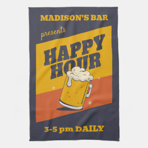 Custom Text Happy Hour Kitchen Towel