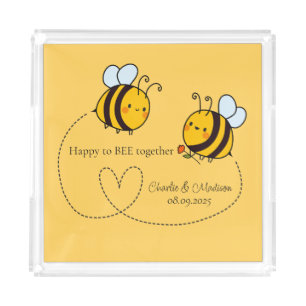Custom Text Happy Love Bees Acrylic Tray