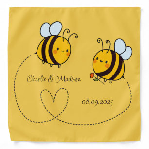 Custom Text Happy Love Bees Bandana