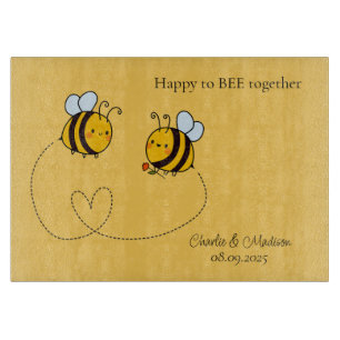 Custom Text Happy Love Bees Cutting Board