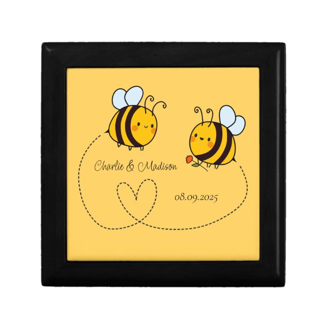 Custom Text Happy Love Bees Gift Box (Front)