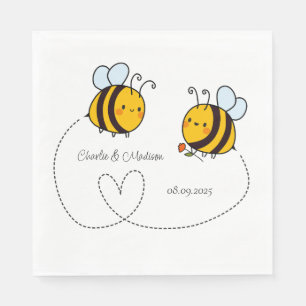 Custom Text Happy Love Bees Napkins