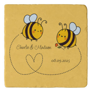 Custom Text Happy Love Bees Trivet